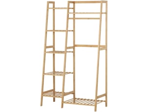 Porte-vêtements sur pied avec 7 étagères pour couloir chambre 140 x 80,5 x 38,5 cm en bambou bois naturel 13_0018929