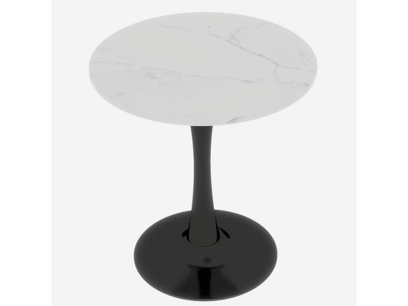  Table basse moderne - marbre artificiel - noir blanc - style milieu du siècle - plateau rond 70x70x72cm - Conforama A