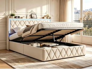 Lit coffre 140x190 cm EZSSW coloris beige