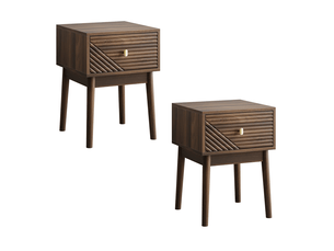 Lot de 2 tables de chevet 40x40x55 cm finition noyer avec tiroir