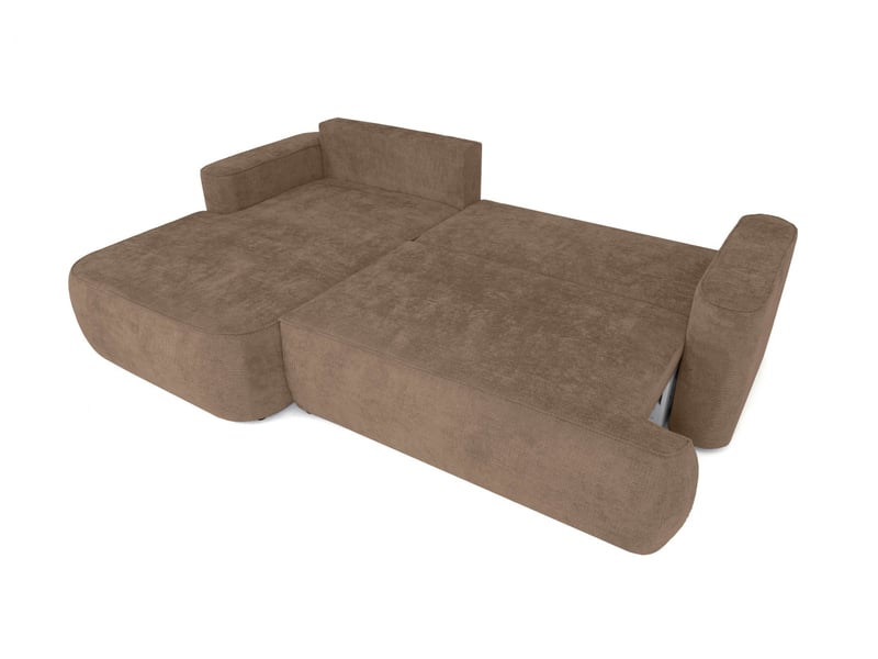 Canapé d'angle gauche cassis avec coffre de rangement en tissu chenille - marron glacé CASSIS - Conforama C