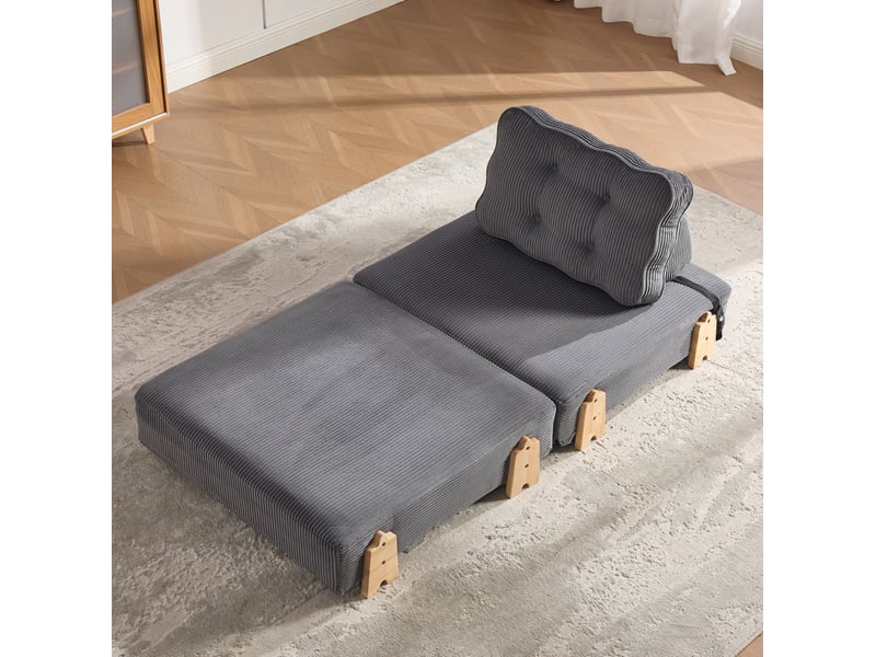  Fauteuil convertible 90x86x84 cm pliant bois gris foncé  - Conforama B
