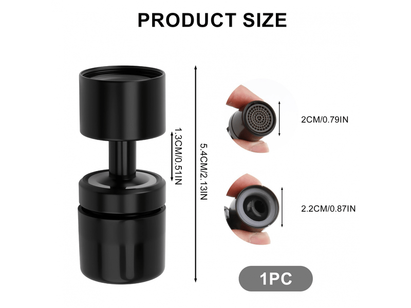  Aérateur de robinet rotatif 360° universel m22m24, embout pour lavabo de salle de bain et évier de cuisine - noir  - Conforama B