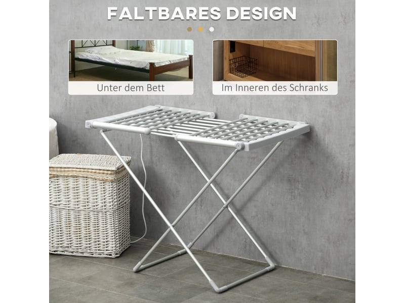 Étendoir chauffant pliable 144 x 53 x 91 cm – argent – 2 volets rabattables - Conforama D