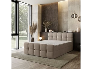 Lit avec rangement 180x200 cm <strong>MASSENO</strong> <strong></strong> coloris beige