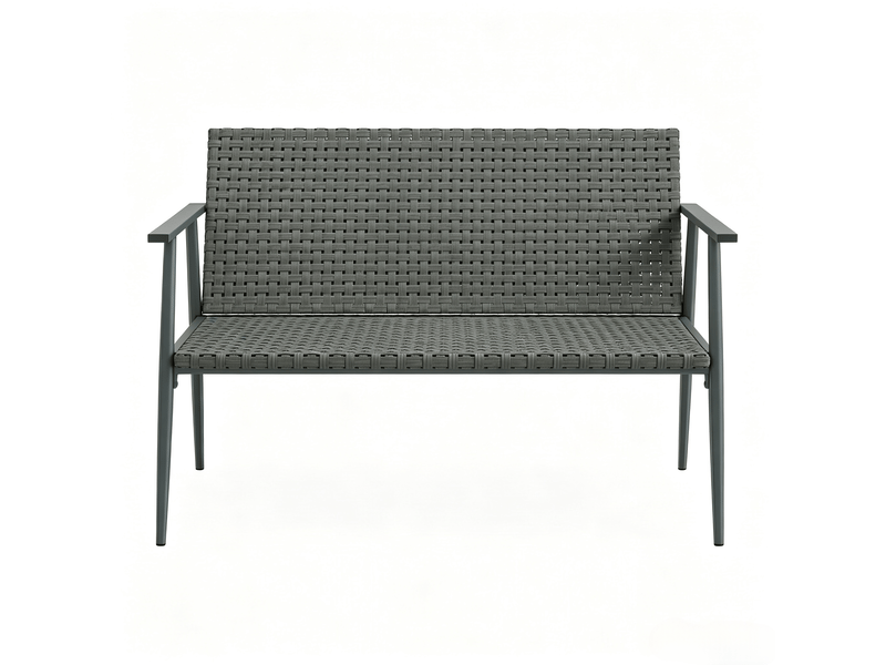  Banc de jardin 2 places en résine tressée et acier avec coussin et dossier  - Conforama A
