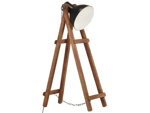 Lampadaire salon, lampe sur pied noir e27 bois de manguier massif