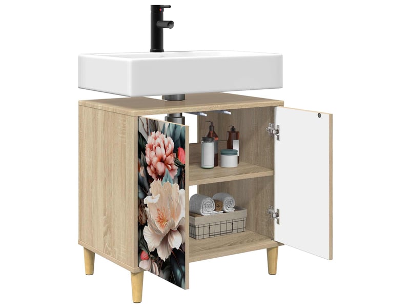  Armoire de salle de bain, meuble de rangement borne sonoma 60x40x60 cm  - Conforama C