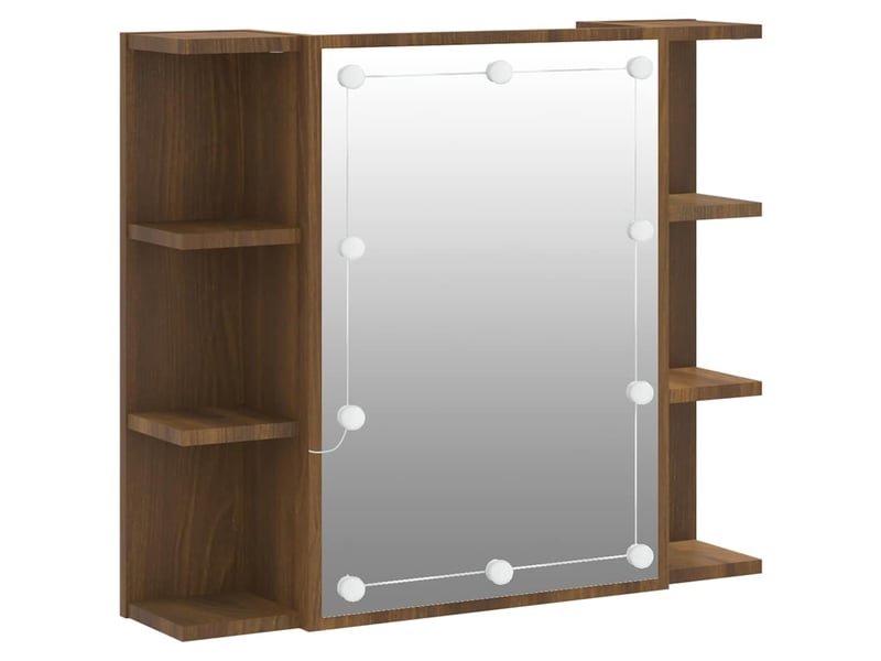  Armoire à miroir avec led chêne marron 70x16.5x60 cm  - Conforama A