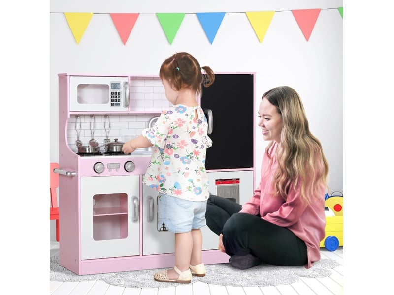  Cuisine jouet 83,8x26,8x81 cm avec accessoires bois rose  - Conforama B