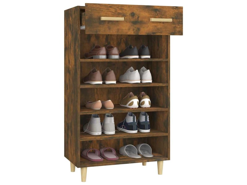  Meuble à chaussures, armoire à chaussures chêne fumé 60x35x105 cm bois d'ingénierie  - Conforama E