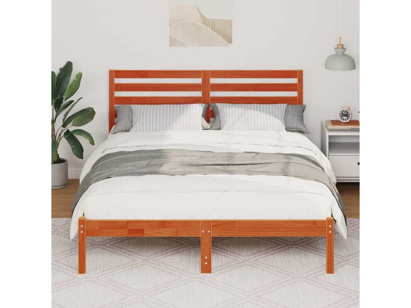 Lit double- lit adulte -  cadre de lit avec tête de lit brun  120 x 190 cm pin massif  - Conforama B