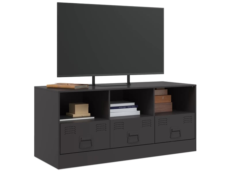  Meuble tv - banc tv - meuble de rangement noir 99x39x44 cm acier  - Conforama D