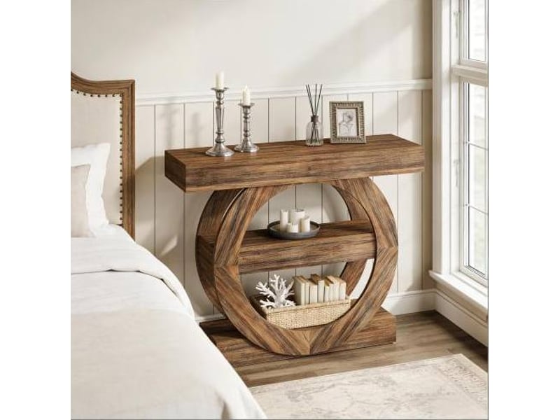  Console 105x30x85 cm à 3 niveaux bois marron rustique  - Conforama D