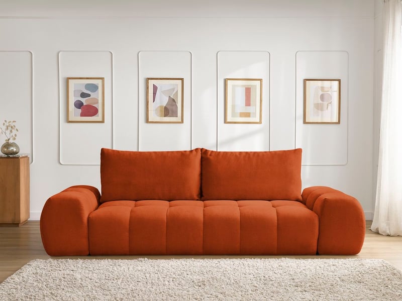  Bobochic canapé droit fixe 3 places everest tissu texturé orange EVEREST - Conforama D