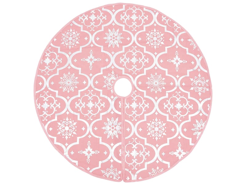  Jupe de sapin de noël de luxe avec chaussette rose 150 cm tissu  - Conforama C