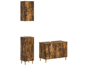 Ensemble de meuble de salle de bain 3 pièces delft chêne fumé cf63378