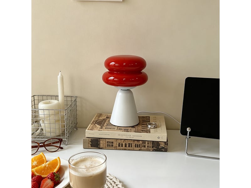  Lampe de table champignon, vintage – 3 modes de couleur dimmables, veilleuse led, déco pour chambre et salon-rouge  - Conforama C