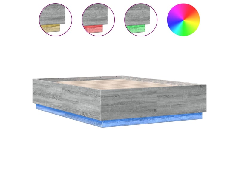  Lit double- lit adulte -  cadre de lit avec led sans matelas sonoma gris 120x190 cm  - Conforama A