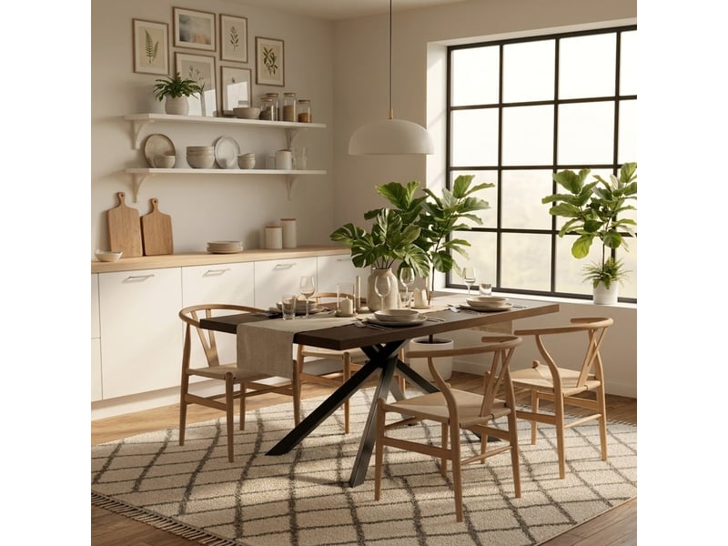  Table fixe en chêne et métal 200x100 blake - bois neutre  - Conforama B
