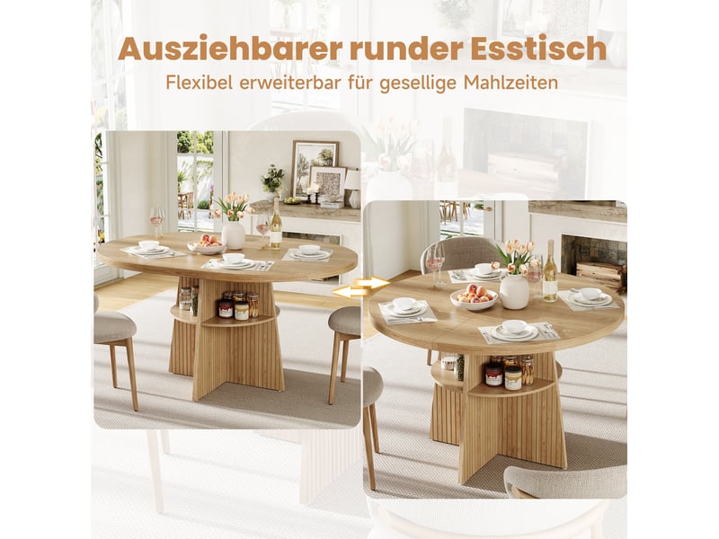 Table à manger extensible 110-150x110x77,5 cm effet bois naturel - Conforama E