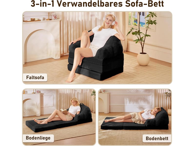 Banquette-lit bz avec couchage régulier, 88 cm, noir - Conforama D
