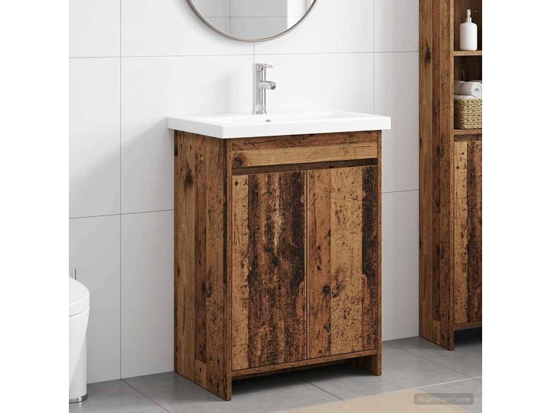 Ensemble de mobilier de salle de bain bois ancien shl2325 - Conforama B