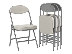 Lot de 4 chaises pliantes 45x48,5x82 cm blanc crème, assise et dossier rembourrés