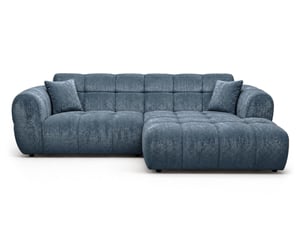 Canapé d'angle droit fixe BESTMOBILIER MINI RAY 4 places Tissu Bleu