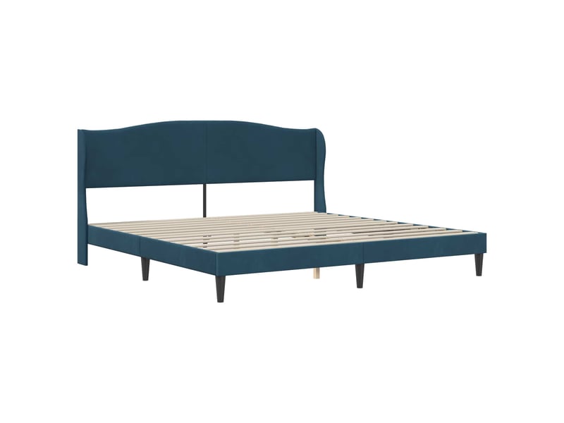  Lit double- lit adulte -  cadre de lit avec tête de lit bleu 200 x 200 cm velours  - Conforama B