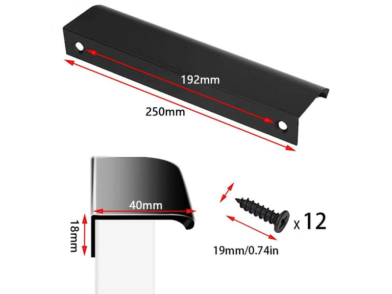 6 tirants de tiroir de style moderne avec un espace entre les trous de 192 mm. Tirants pour armoires de cuisine. Tirants cachés - Conforama B
