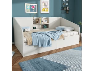 Lit coffre 90x200 cm OKWISH coloris blanc