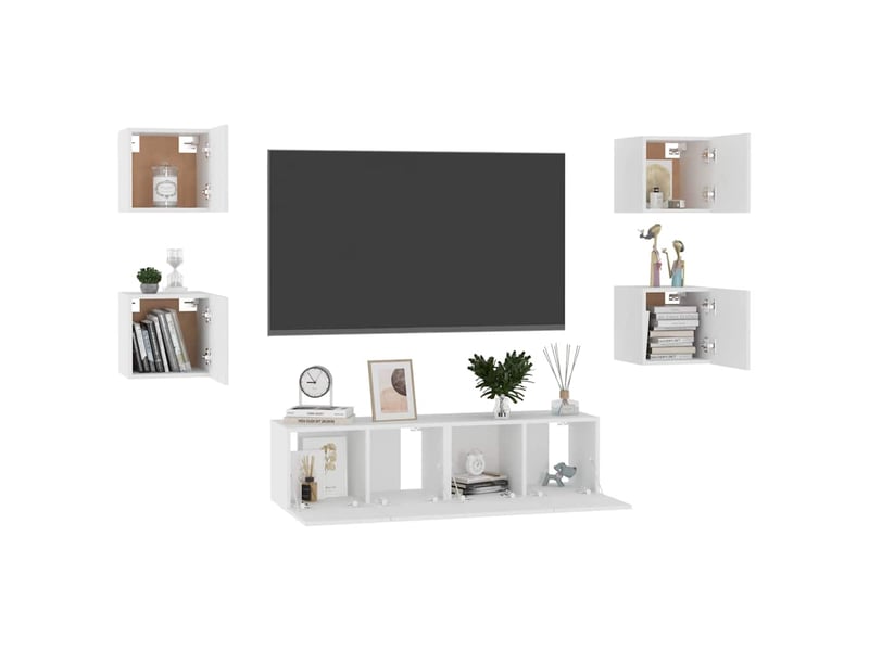  Ensemble de meubles tv 6 pcs blanc bois d'ingénierie shl13105  - Conforama C