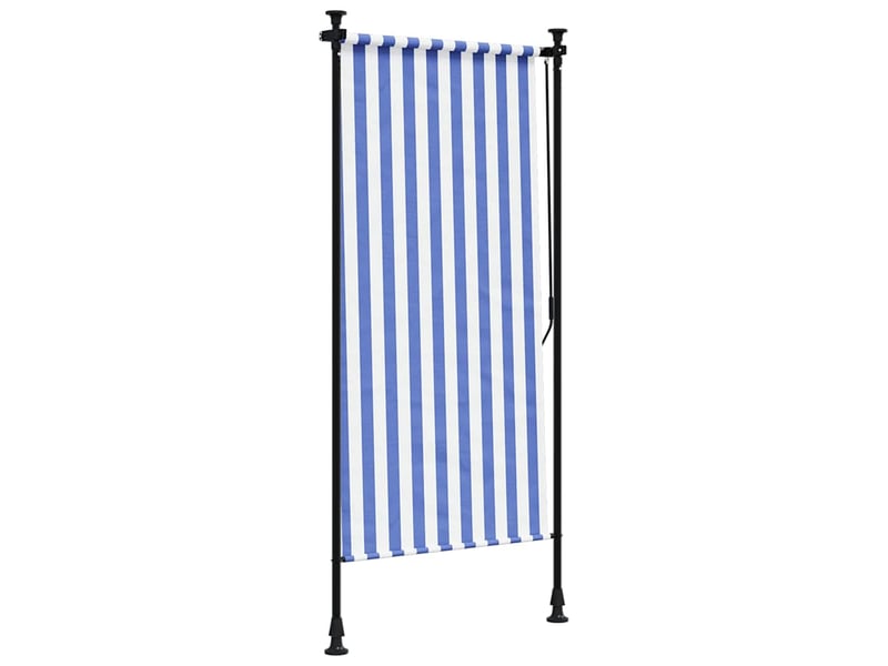  Store enrouleur, store roulant d'extérieur bleu et blanc 120x270 cm tissu acier cf47426  - Conforama E