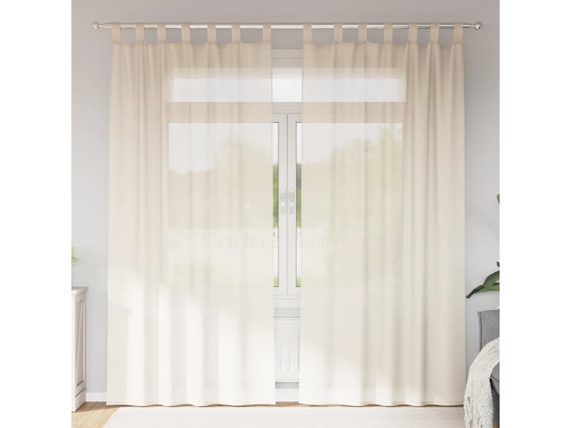  Lot de 2 rideaux en voile, voilages avec passants crème cf44441  - Conforama B