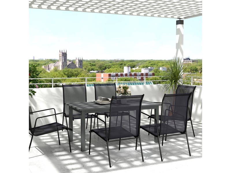 Table de jardin extensible en aluminium, 160220 x 90 cm, résistante aux intempéries, table de balcon, antidérapante, table de buffet, grise - Conforama C