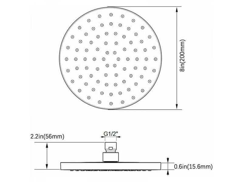  Pomme de douche anti calcaire, tête de douche en acier inoxydable, pommeau de douche à effet pluie, pommeau de douche fixes economie d'eau,  argenté  - Conforama B