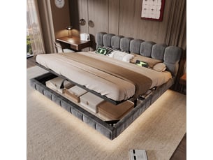 Lit coffre 180x200 cm <strong></strong>  <strong></strong> coloris gris