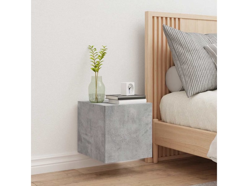  Meuble tv - banc tv - meuble de rangement mural avec lumières led gris béton 30,5x35x30 cm  - Conforama E