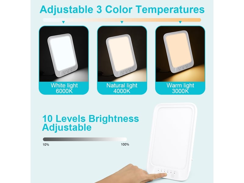  Lampe lumière du jour sans uv – 3 températures de couleur, 10 niveaux de luminosité et minuterie  - Conforama C