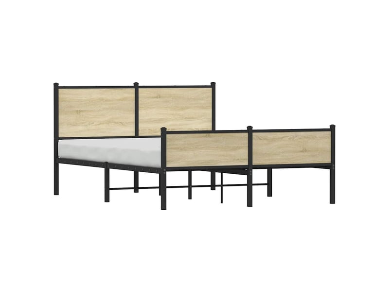  Lit double- lit adulte -  cadre de lit en métal sans matelas chêne sonoma 150x200 cm  - Conforama B