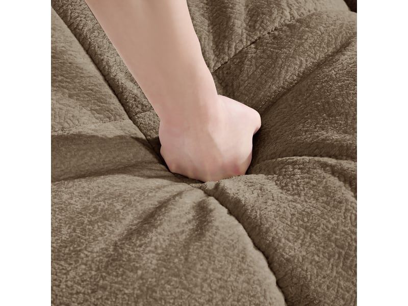 Canapé modulable 3 places 260 cm canapé droit en tissu chenille avec 1 pouf mobile, design matelassé, coussins épais, dossier ergonomique, burn Seren Glow - Conforama E
