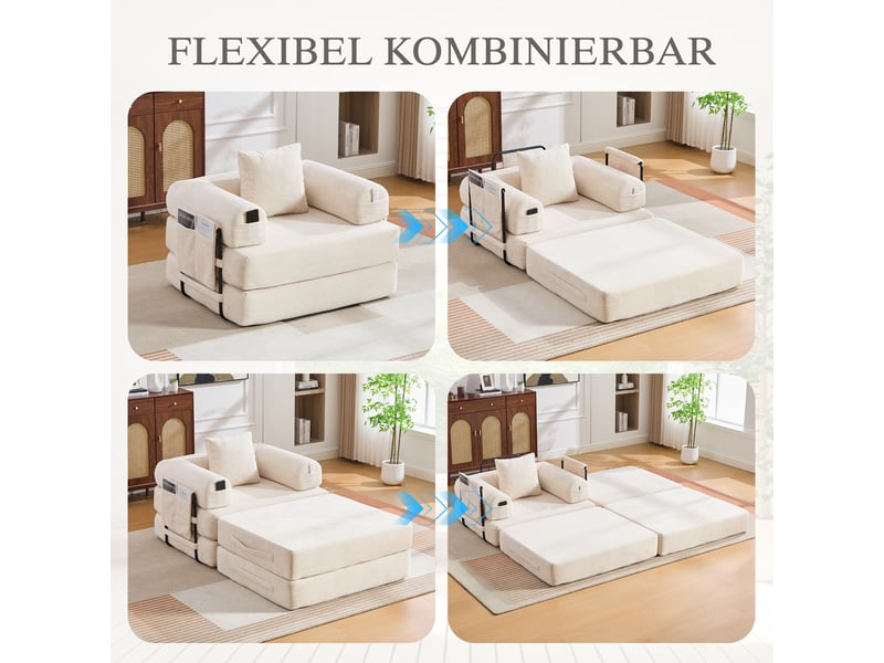  Fauteuil modulaire en velours côtelé - velours côtelé doux et résistant - rembourrage épais et compressé 112x190x67cm - Conforama E