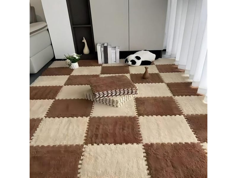  Ensemble de tapis de sol en mousse pelucheuse de 12 pièces: carrés de tapis pour un confort et une protection antidérapants  - Conforama C