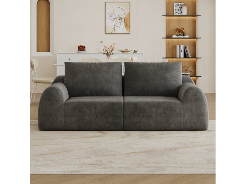  Canapé droit compact 190 x 95 cm – gris foncé – mousse haute élasticité, tissu chenille, livré compressé  - Conforama B