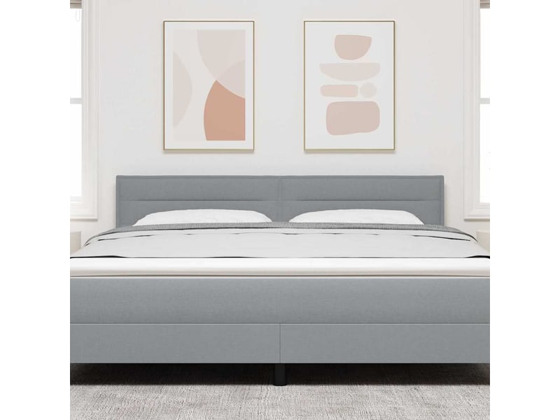 Tête de lit | panneau de tête de lit led avec bandes led gris clair 180 cm tissu - Conforama D