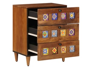 Table de chevet marron 50 x 33 x 62 cm bois de mangue massif
