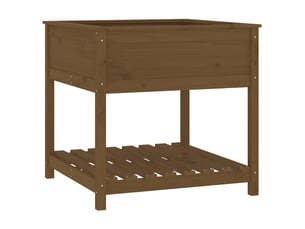 Jardinière - bac à fleurs avec étagère marron miel 82,5x82,5x81 cm bois de pin