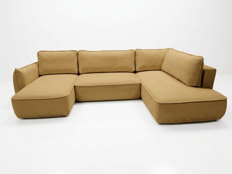 Bobochic canapé d'angle panoramique convertible esmee tissu chenille jaune angle gauche ESMEE - Conforama A