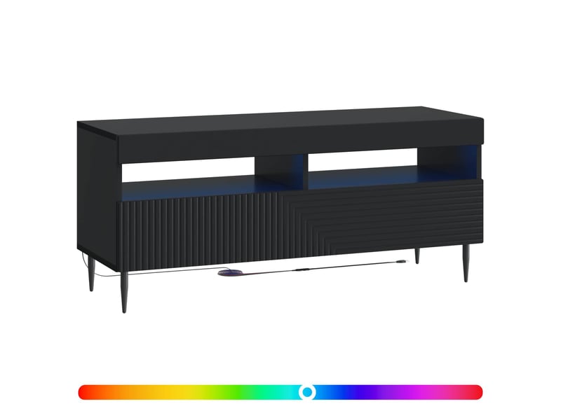 Meuble tv - banc tv - meuble de rangement led noir bois d'ingénierie - Conforama C